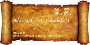 Mátyási Paszkál névjegykártya
